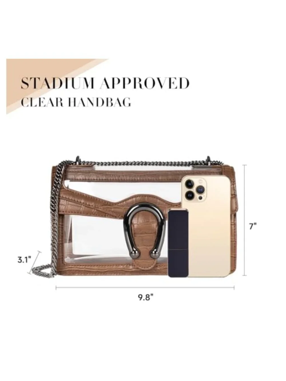 Stadium Approved Clear Crossbody Bag with Chain Strap